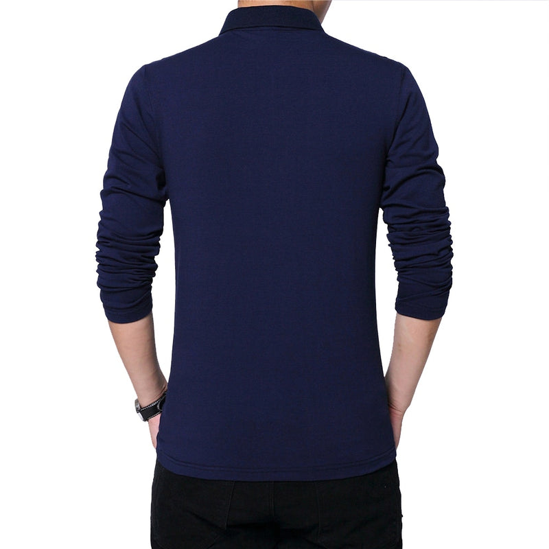 TFETTERS Autumn Mens Fashion Zipper Collar Design Men T-shirt Long Sleeve Cotton Tee Solid Color Business T-shirt Men Top