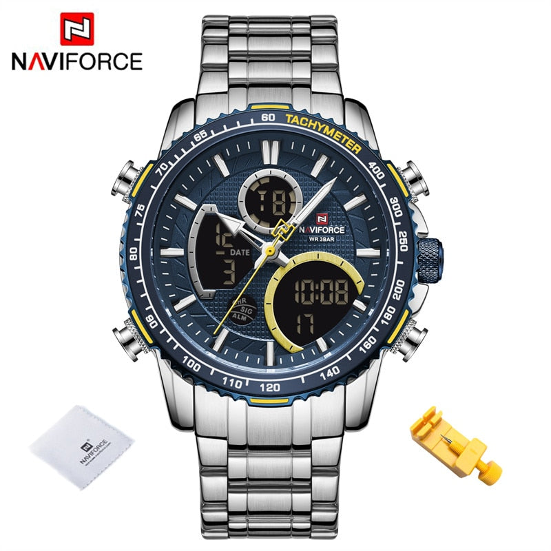 NAVIFORCE Fashion Herrenuhr Luxusmarke Sportuhr für Herren Chronograph Quarz Armbanduhr Militärische wasserdichte Stahlbanduhr