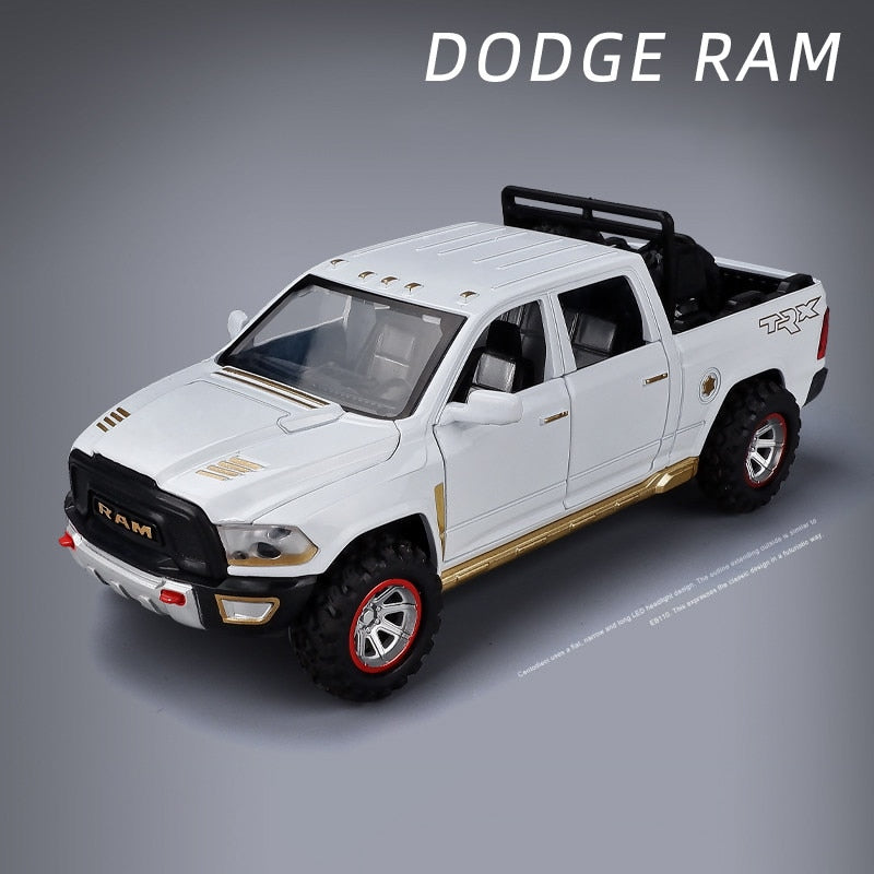 1:32 Simulation Alloy Car Model New Dodge Ram TRX Pickup Metal Car Model Sound And Light Pull Back Childs Boy Toy Car Gifts