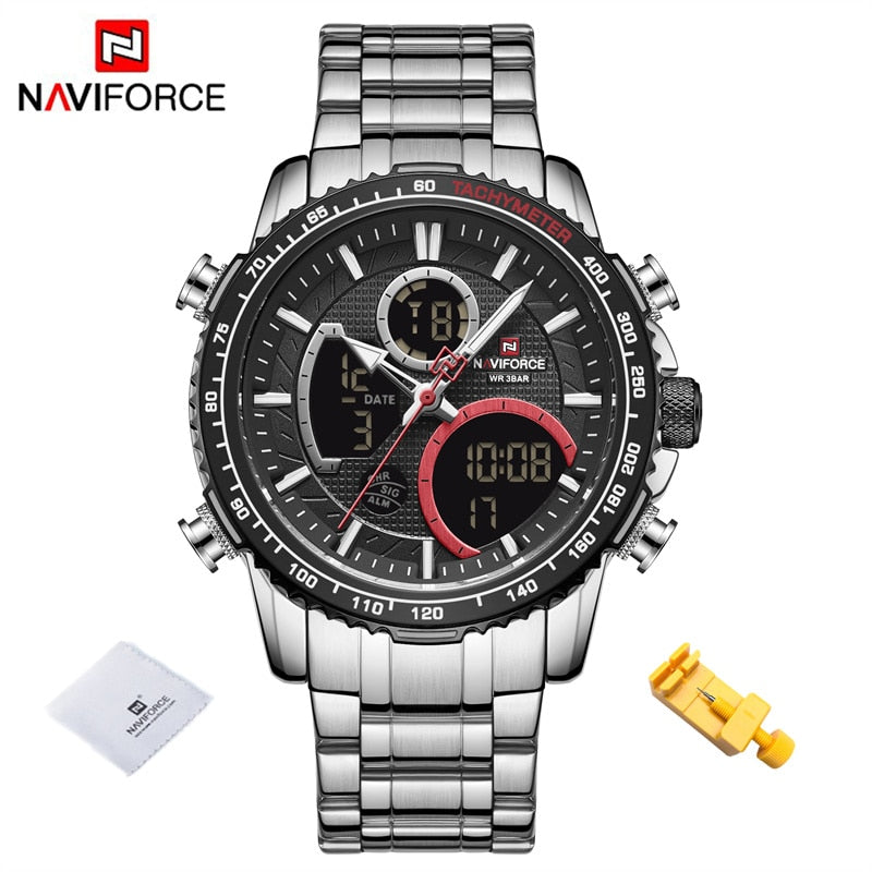 NAVIFORCE Fashion Men Watch Luxury Brand Sport Watch For Men Chronograph Quartz Wristwatch Military Waterproof Steel Band Clock