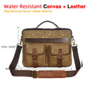 Le'aokuu hombres cuero real estilo antiguo café maletín negocios 13 "portátil casos adjunto bolsas de mensajero cartera B207-d