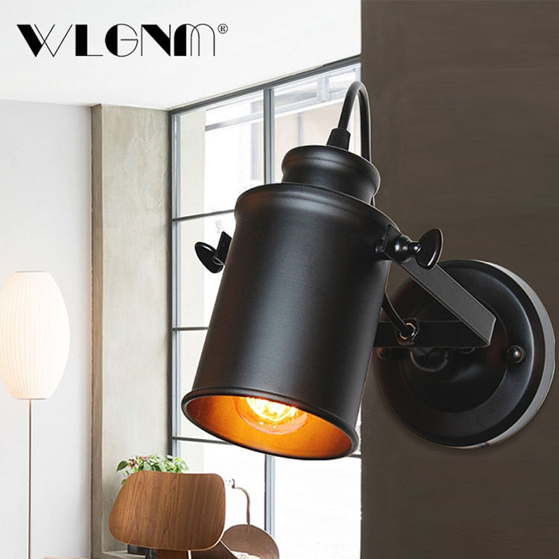 Retro Wall Lamp Light for Living Room Bedroom Restaurants Loft Vintage Industrial Downlight American Village Lamps with Switch