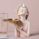 Figuras de hadas y mariposas ARTLOVIN, figuritas de niña, estatuas de mesa de resina, personajes creativos con bandeja de Metal dorado, decoración artesanal para el hogar
