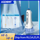 Irrigador Oral AZDENT HF-5/6, hilo Dental portátil de agua, hilo Dental recargable por USB, hilo dental con chorro de agua, depósito de agua con 5 puntas de chorro
