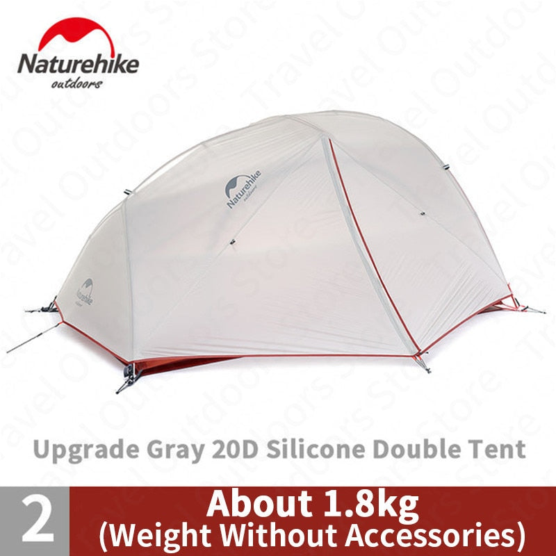 Naturehike Zelt Verbessertes Star River Campingzelt Ultraleichtes 2-Personen-4-Jahreszeiten-20D-Silikonzelt mit kostenloser Matte NH17T012-T