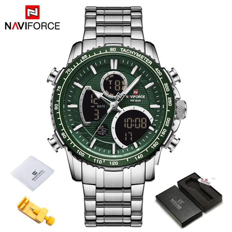 NAVIFORCE Fashion Men Watch Luxury Brand Sport Watch For Men Chronograph Quartz Wristwatch Military Waterproof Steel Band Clock