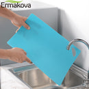 ERMAKOVA Cutting Board 4Pcs/6Pcs 1.2mm Thickening Flexible PP Non Slip Chopping Block Cutting Mats with Food Icons Kitchen Tools