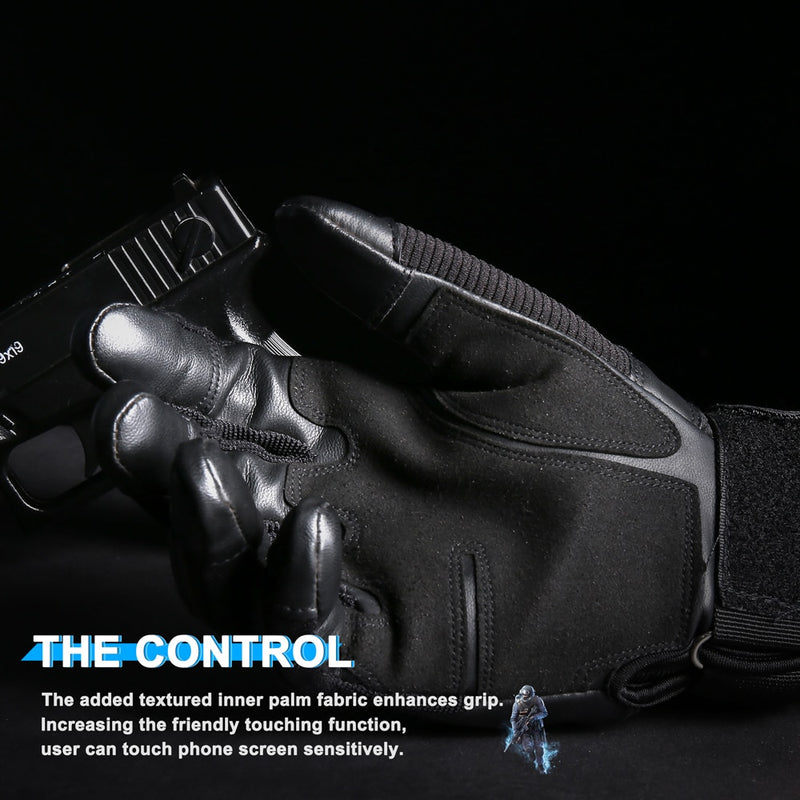 Touch Screen Tactical Rubber Hard Knuckle Full Finger Gloves Military Army Paintball Airsoft Bicycle Combat PU Leather Glove Men