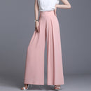 High Waist Chiffon Wide Leg Pants Women 2021 Summer Korean Pleated Pants Solid Loose Black Pants Long Trousers Women