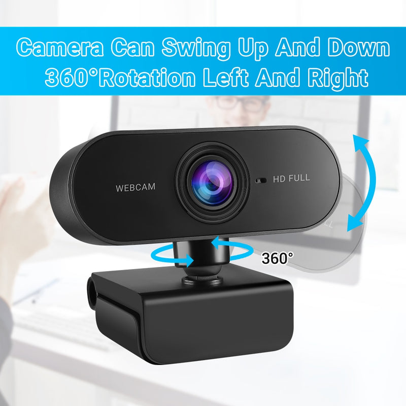 WSDCAM HD 1080P Cam Webcam Computer PC Web USB Camera with Microphone Rotate Camera for Video Calling Conference Work