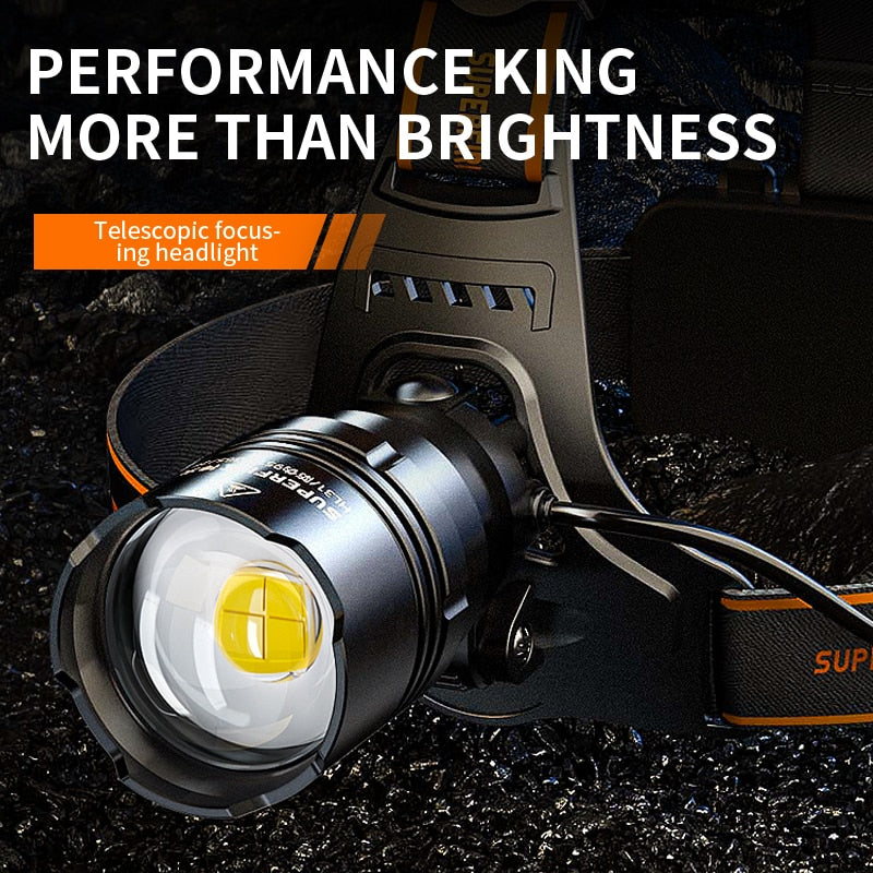 2022 New HL31 36W High Powerful Headlamp Led Rechargeable Zoom Headlight Waterproof Outdoor Fishing Flashlight Camping Torch