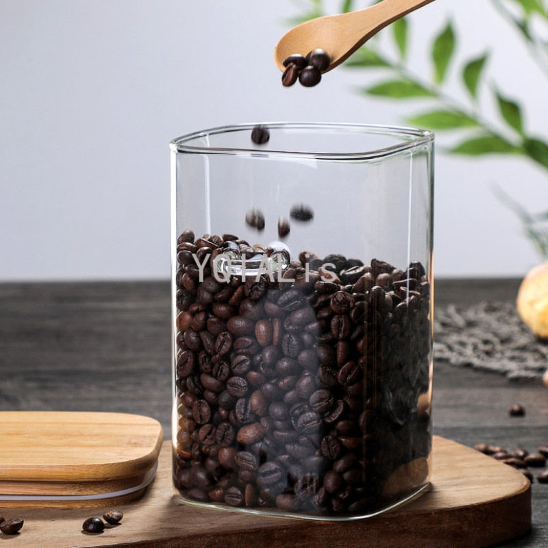 3 ideas 800-1200ml con cuchara Tarro sellado Tanque de almacenamiento Condimento Granos de café Tanque Suministros de cocina Botella de almacenamiento de azúcar Caja de té