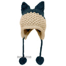 BomHCS Cute Fox Ears Beanie Winter Warm 100% Gorro de punto hecho a mano