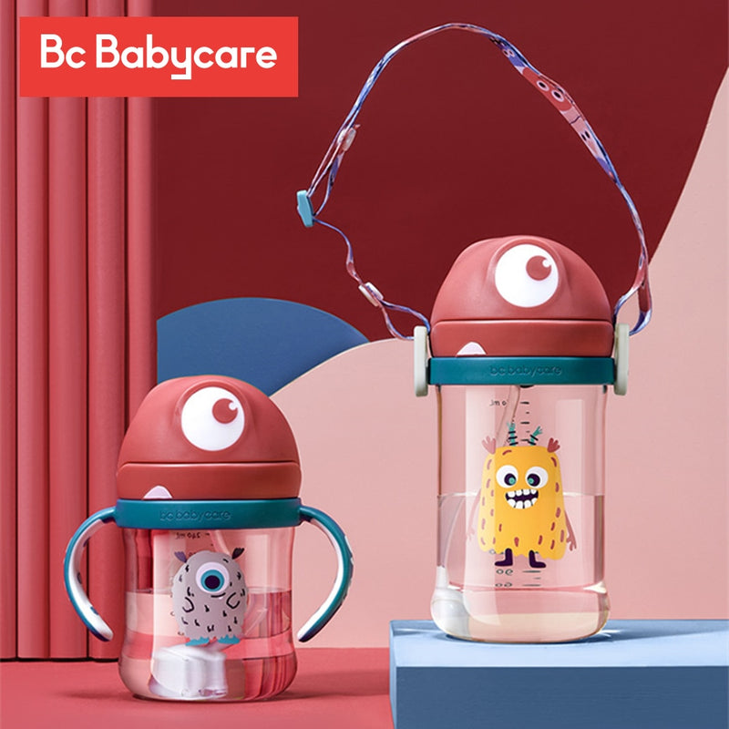 BC Babycare 240ml Baby Sippy Cup Cute Shape Anti-Choke Straw Botellas de agua para bebés para niños Gravity Ball Beber Tritan Handle Cup