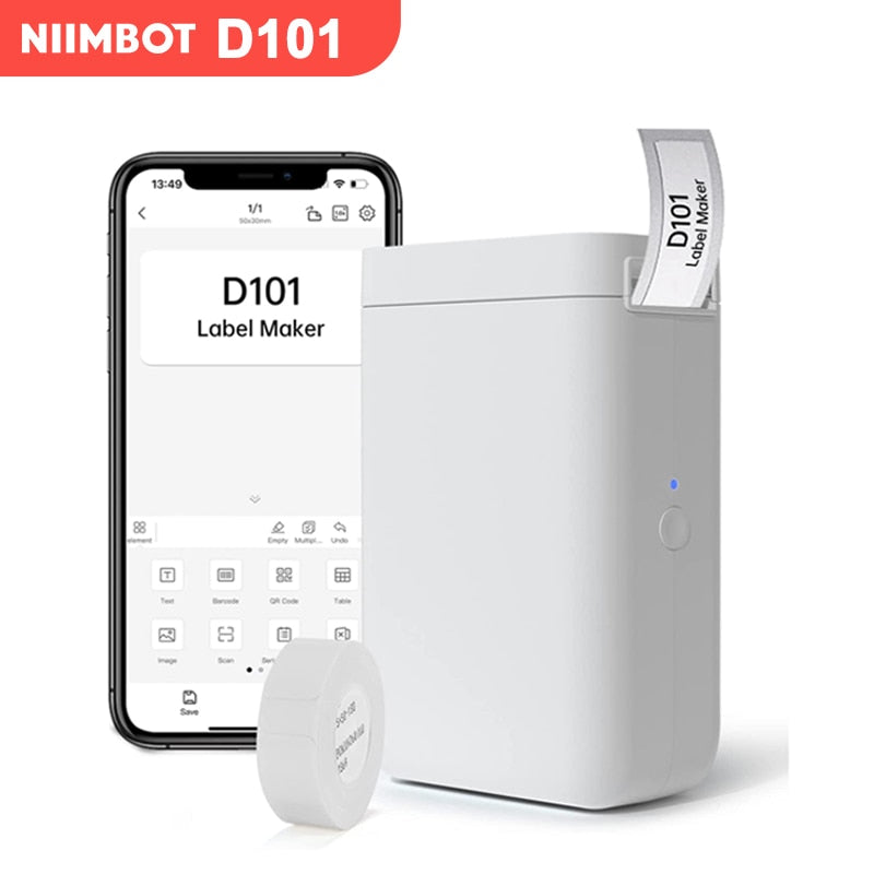 NiiMbot D101 Portable Label Maker Wireless Label Printer Tape for Phone Tablet Easy to Use Office Home Organization D11 Plus