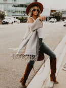 Fitshinling Bohemian Fringe Cardigan Women Clothes Patchwork Slim Long Coat Female Winter Vintage Knitwear Sweaters Cardigans