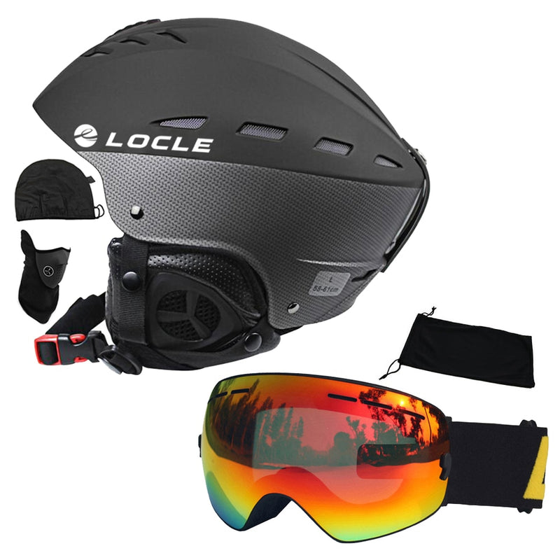 LOCLE Ski Helmet Men Outdoor Sports Skiing Helmet Women Kids CE Certification Ski Skateboard Snowboard Helmet S/M/L/XL 52-64cm