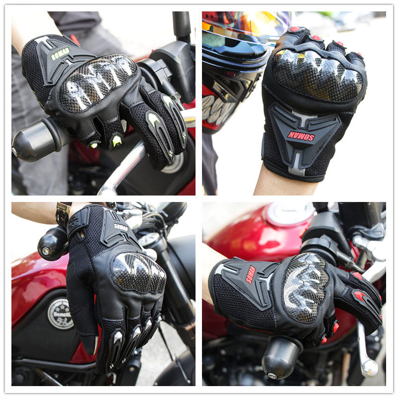 SOMAN Motorradhandschuhe Kohlefaser Leder Moto Reithandschuhe Herren Motorrad Schutzausrüstung Motocross Gants Moto Luvas MG19
