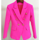 ¡Novedad de 2022! Chaqueta de diseñador HIGH STREET para mujer, chaqueta clásica ajustada con doble botonadura y botones de león, azul bebé