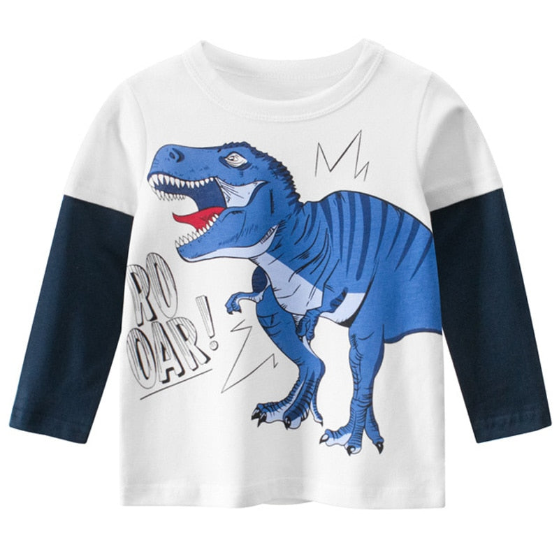 95% BAUMWOLLE Jungen T-Shirts Frühling Herbst Langarmshirts Kinder Dinosaurier Sweatshirt Kinder Jungen Shirts Kleidung Jungen Kleidung