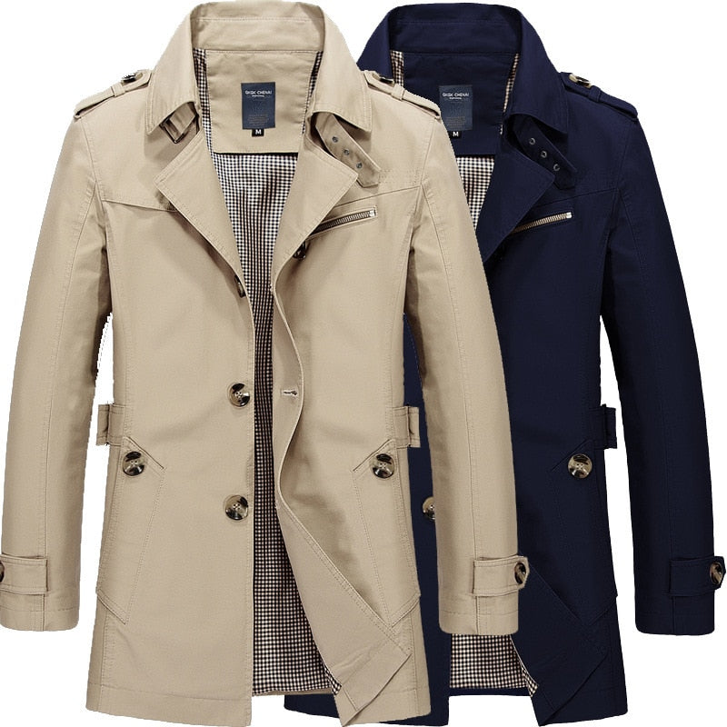 Business Jacke Herren Mode Frühling Männer Lange Baumwolle Windjacke Jacken Mantel Männlichen Beiläufigen 2022 Neue Herbst Trench Outwear Mantel