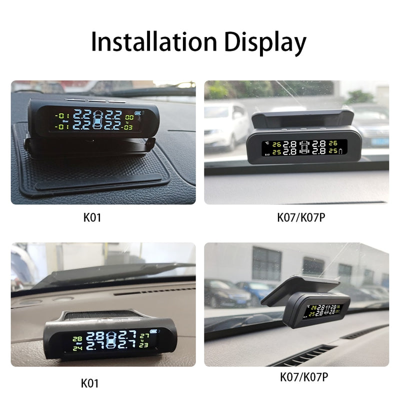 Sistema de Monitor de alarma de presión de neumáticos de coche Acceo Smart TPMS, pantalla de 4 sensores, advertencia de temperatura de presión de neumáticos inteligente Solar