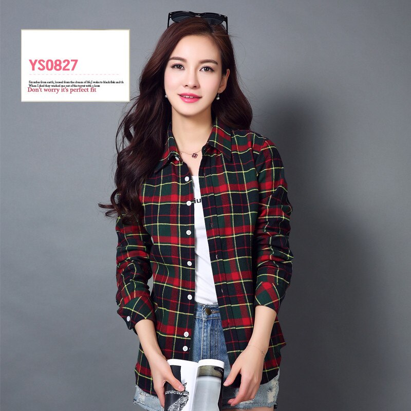 S-4XL Women Cotton Shirt Spring Autumn Winter 2022 New Casual Long-sleeve Brushed Plaid Stripe Shirts Girl's Tops Blouse Female