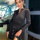 Conjunto de conjuntos de suéter de dos piezas, Tops de punto para mujer y minifaldas plisadas, manga larga, cuello en V, ropa informal con botones, conjuntos de falda Sexy