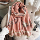 Warm Winter Scarf Cashmere Women Pashmina Design Print Shawls Wrap Female Thick Blanket Soft Bufanda Stoles 2022 Fashion