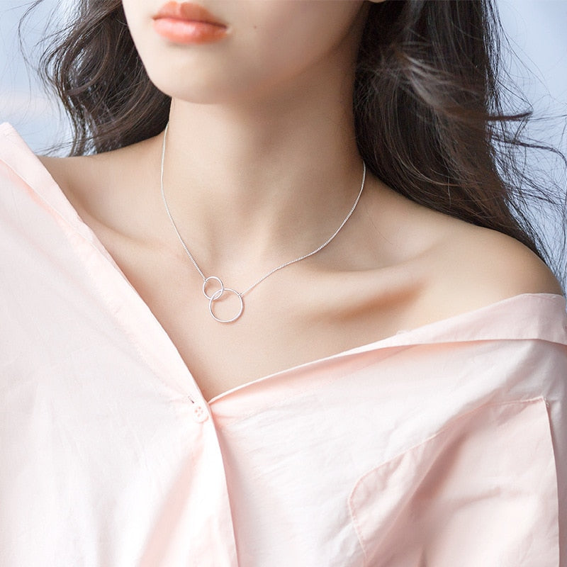 Trustdavis Minimalist 925 Sterling Silver Hollow Round Pendant Short Clavicle Necklace Gift For Women Wedding Fine Jewelry DA02