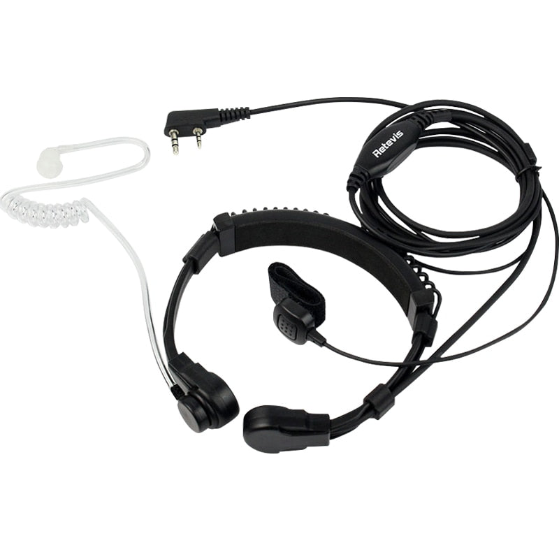Retevis Throat Mic Walkie-Talkie Headset Transceiver Covert Tube Finger PTT Earpiece For Kenwood Baofeng UV 5R UV 82 RT622 RB618