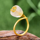 Anillo de oro de 18 quilates de Plata de Ley 925 auténtica de Lotus Fun, joyería fina hecha a mano de cristal Natural, anillos de flores de lirio de los valles para mujer