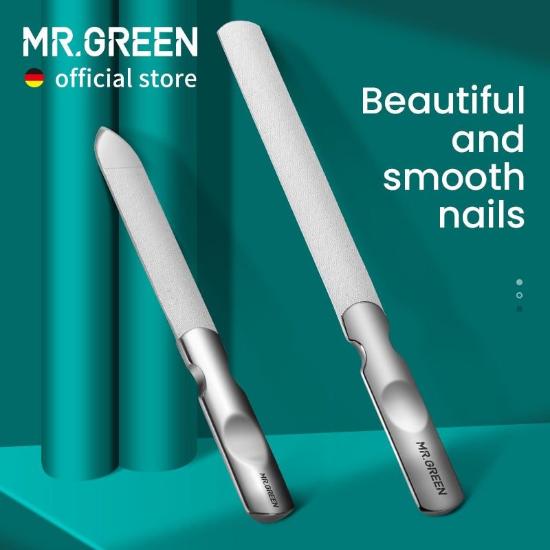 MR.GREEN Double Sided Nail Files Stainless Steel Manicure Pedicure Grooming For Professional Finger Toe Nail Care Tools