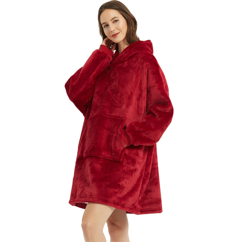 Manta cálida de invierno con capucha, mantas grandes de felpa de microfibra con mangas, sudaderas suaves, mantas con capucha portátiles