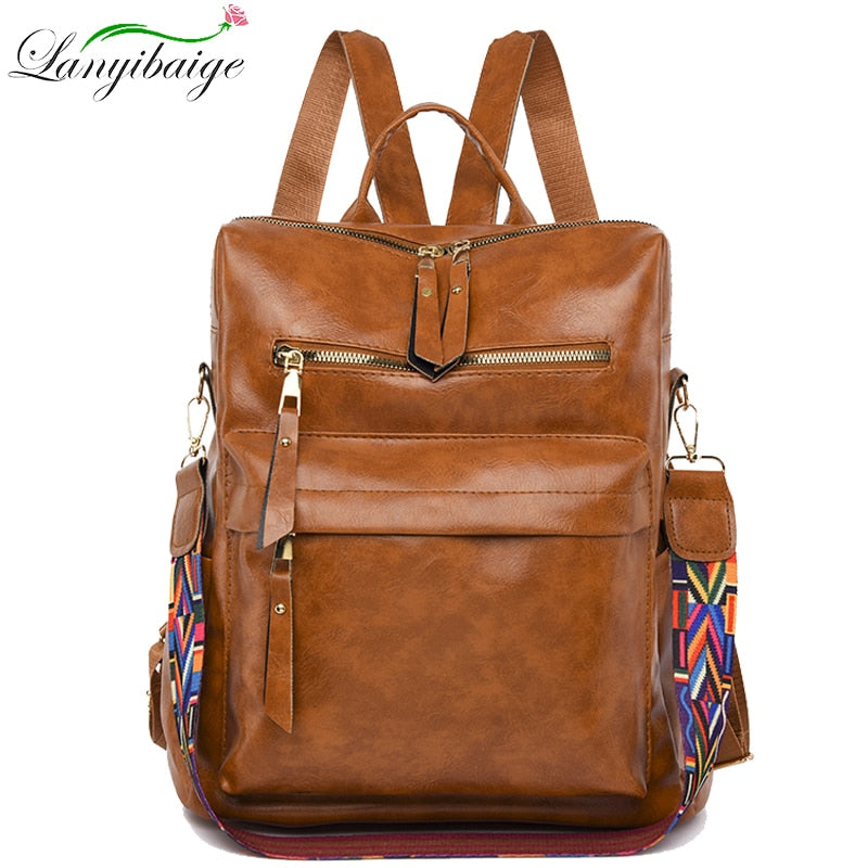 2022 New Women Backpack High Quality Leather Backpack Multifunction Shoulder Bags School Bags for Teenager Girls Bagpack Mochila