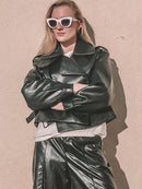 Ailegogo New Arrival Winter Autumn 2022 Women's Leather Wallet Campera Chaqueta Cuero Mujer Modis Coat Women Veste Cuir De Couro