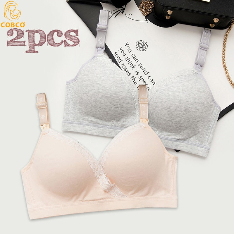 2pcs Breastfeeding Bra Pregnancy Maternity Underwear Soutien Allaitement Nursing Bra Feeding Bras Clothes for Pregnant Women