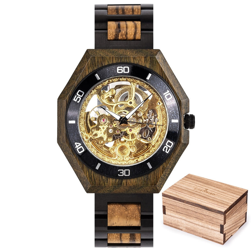 Reloj Mecánico de madera BOBO BIRD para hombre, relojes grandes para hombre, relojes de lujo de la mejor marca, relojes erkek kol saati, triangulación de envíos