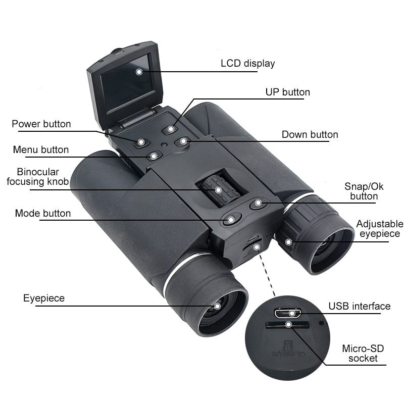 Outdoor 10x25 Zoom Digital Camera Binoculars Telescop LCD Display Photo Video Digital Camera USB Telescope for Hiking Climbing