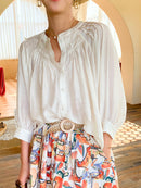 Jastie 2022 Spring Summer Blouse Shirts Women Long Sleeve Boho White Loose Blouses Shirt Women&