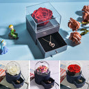 Girls Gift Natural Preserved Rose Jewelry Box /w Love Necklace Eteternal Flowers Jewelry Storage Case Birthday Gifts for Women