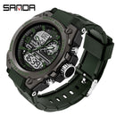 SANDA Brand Men's Watch Military Outdoor Sports Waterproof Watches Dual Display Quartz LED Digital Clock Relogio Masculino