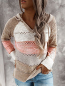 Fitshinling Bohemian Hooded Jumper Sweaters Pullovers Woman Clothes Patchwork Holiday Autumn Winter Pull Vintage Sweater Female