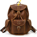 Vintage Crazy Horse Leather Men Backpack Unisex Cow Leather 14" Laptop Rucksack Women Thick Real Leather School Bag Casual Bag