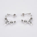 Andywen 100% 925 Sterling Silver Black Enamel Black Zircon Long Spike Hoops Piercing Ohrringe Pendant Women Luxury CZ Jewelry