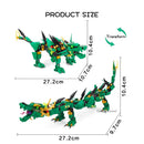 Traditional Ninja Kendo Training Set Golden Flying Fighting Dragon Red Green Blue DIY Building Blocks Toys for Kids Boys Gift