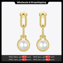 ENFASHION Link Chain Pearl Drop Earrings For Women Gold Color Geometric Dangle Earings Fashion Jewelry Dropshippping E191142