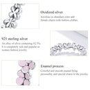 Bamoer S925 Sterling Silver Pink Wreath Finger Ring for Women Birthday Valentine&