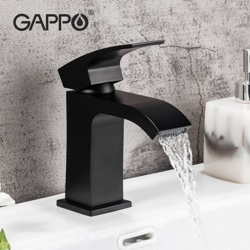 Gappo Black Faucet mezclador baño torneiras Cascada Lavabo Grifos baño agua fría caliente mezcladores de latón grifo monomando