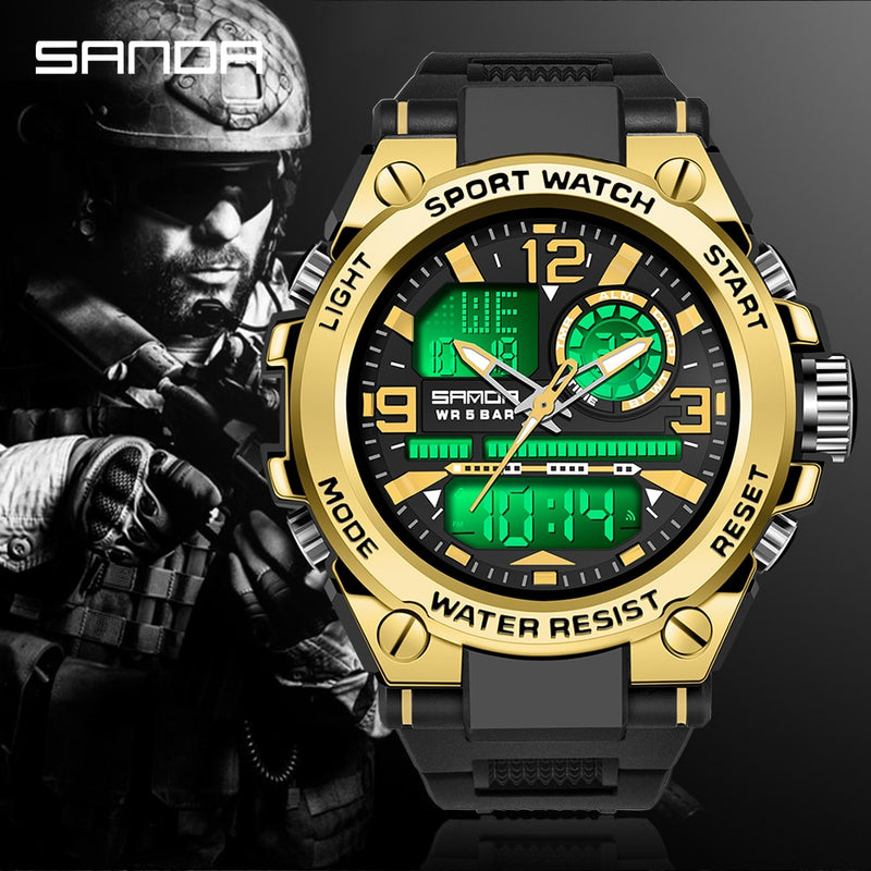 SANDA 2021, relojes de marca superior para hombres, reloj de pulsera deportivo militar resistente al agua hasta 5ATM, reloj de cuarzo para hombres, reloj Masculino 6024